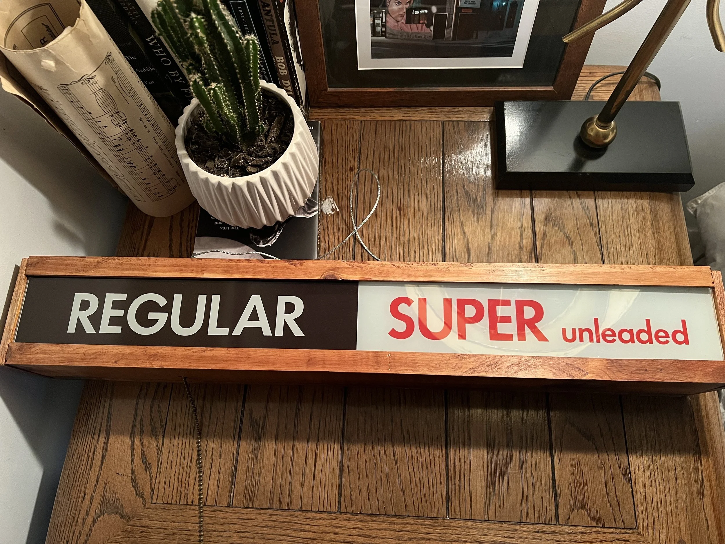 Vintage gas station light up sign