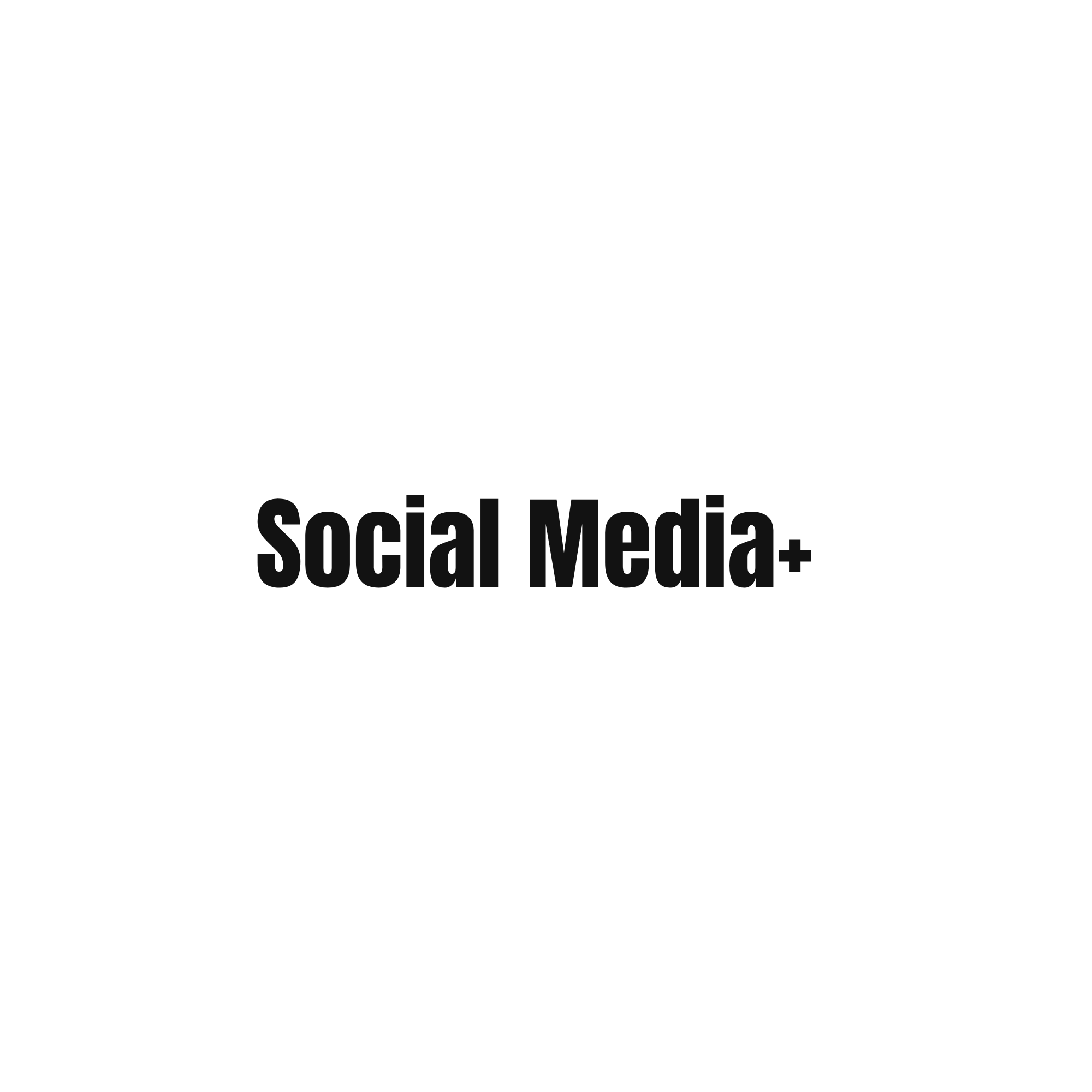 A white background with bold black text that reads 'Social Media+'.