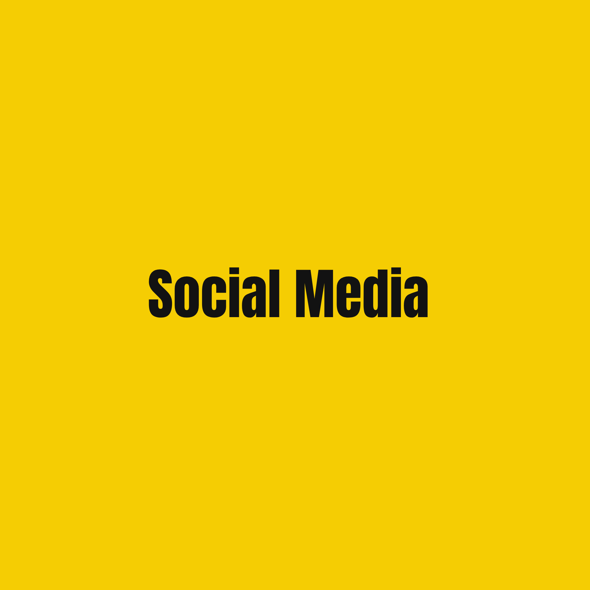 Yellow background with large black text reading 'Social Media'