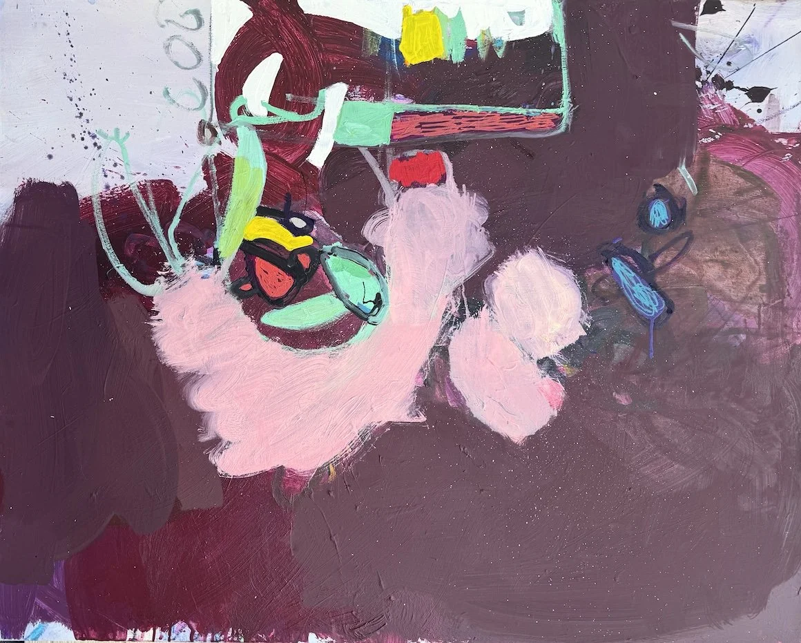 Chocolate in the Spine
Acrylic, oil, and spray paint on canvas
80 × 90 cm, 2025
