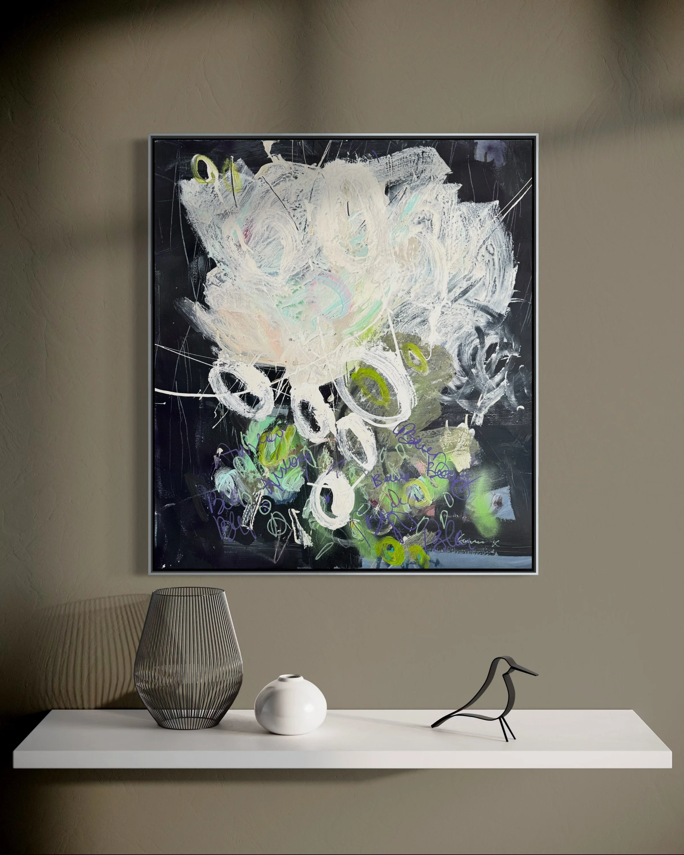 The Day We Cross Over 
 Oil & Acrylic on Canvas 80 × 70 cm, 2025