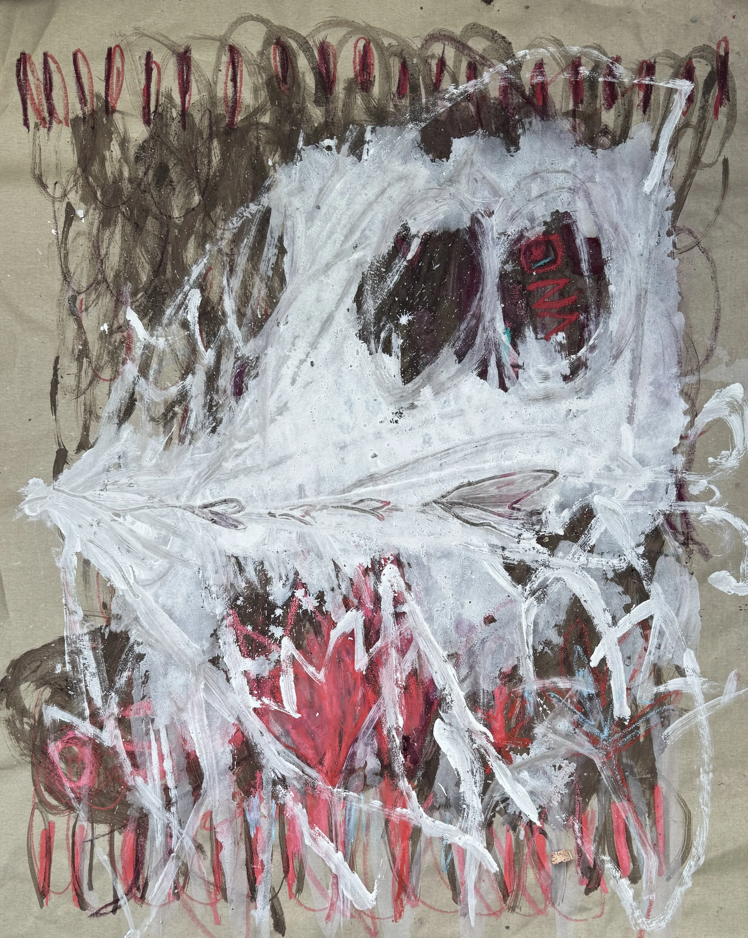 Wash My History Out 2025 
Materials: Soil from my gardens in Vilnius and Oslo, oil, acrylic on linen canvas 
Dimensions: 120 × 90 cm