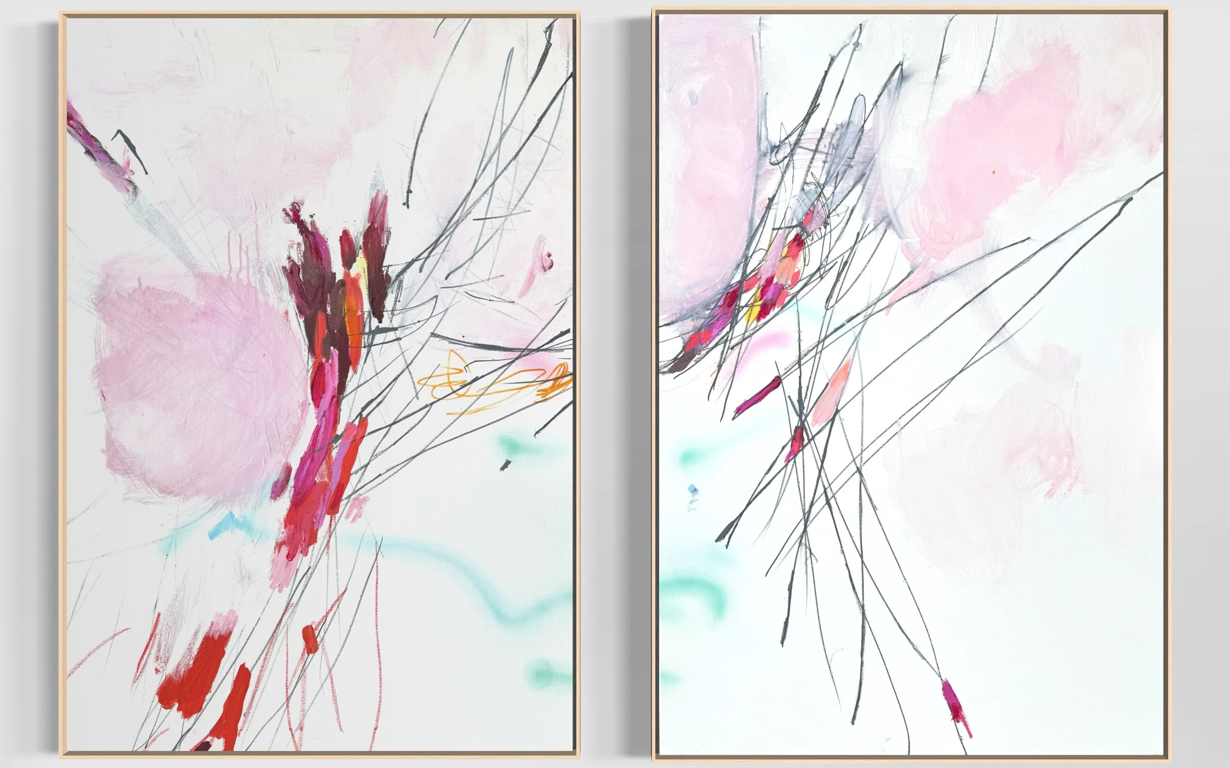Illusions and Dreams (Between the Borders) Diptych Acrylic, Oil Pastel, Ink & Spray Paint on Canvas 2 × (100 × 70 cm), 2025