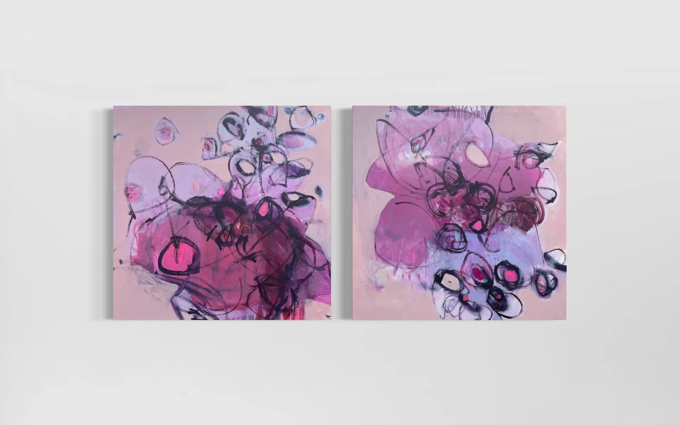 Purple Rain in My Brain (Elephant and Mother)
Diptych – Acrylic, Oil & Spray Paint on Canvas
2 × (100 × 100 cm), 2025
