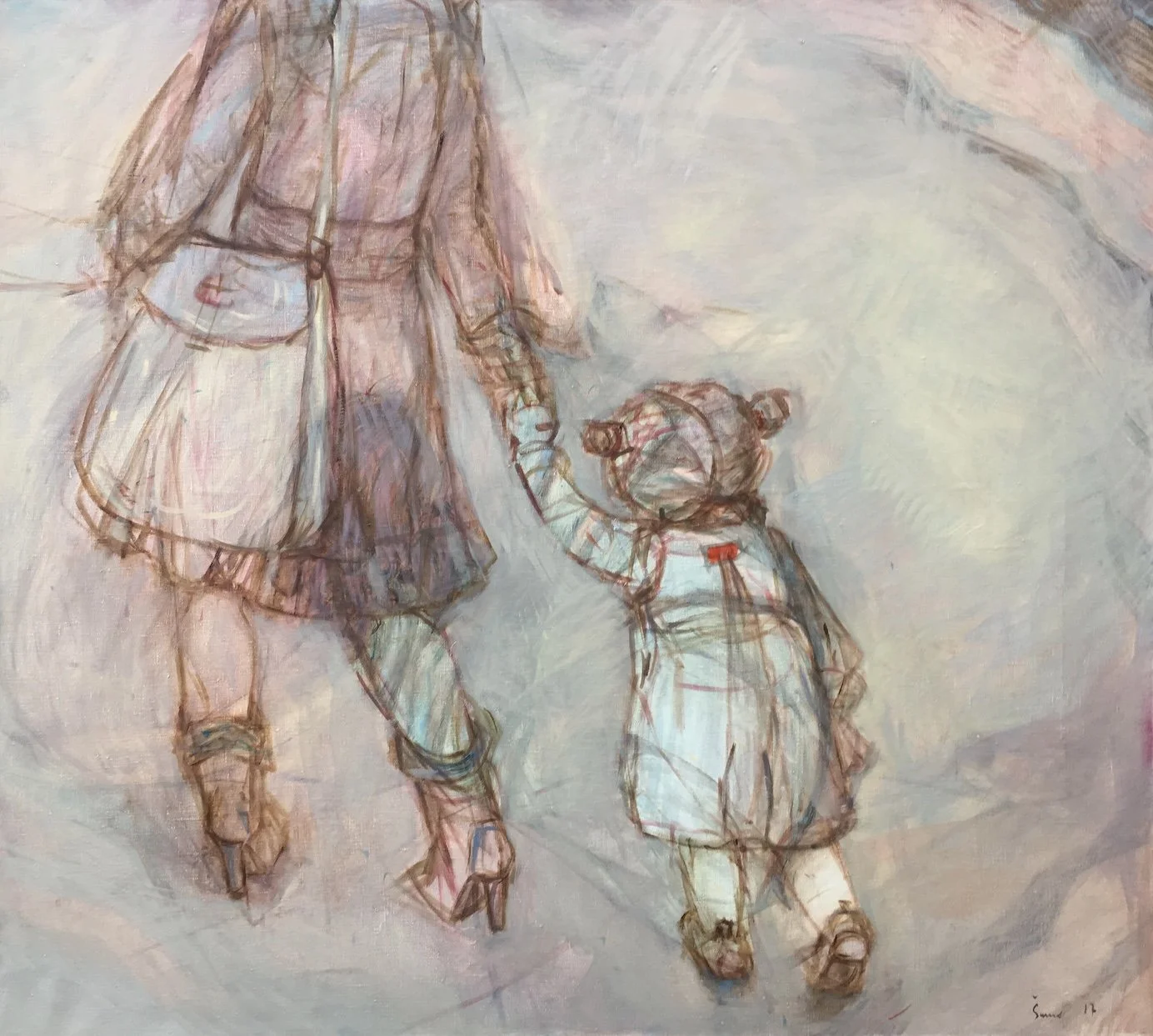 Together – Oil on Canvas, 90 × 100 cm, 2017