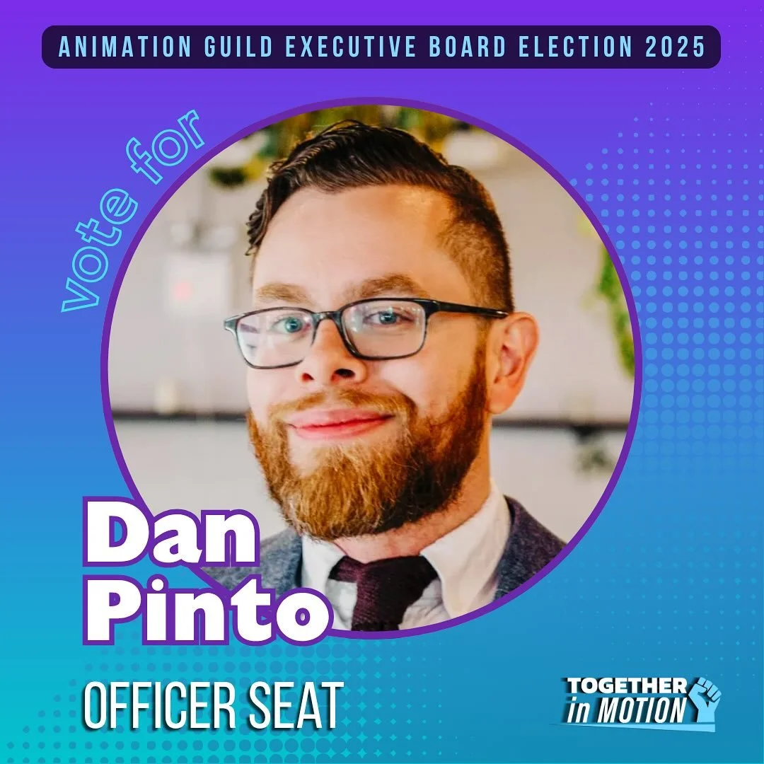 Welcome back from the weekend! Have you filled out your ballot for the Animation Guild&rsquo;s 2025 Executive Board election yet? Before you do, take a second to learn about the candidates running for office! 🏃&zwj;♂️💨

Meet Dan Pinto:
▶ Storyboard
