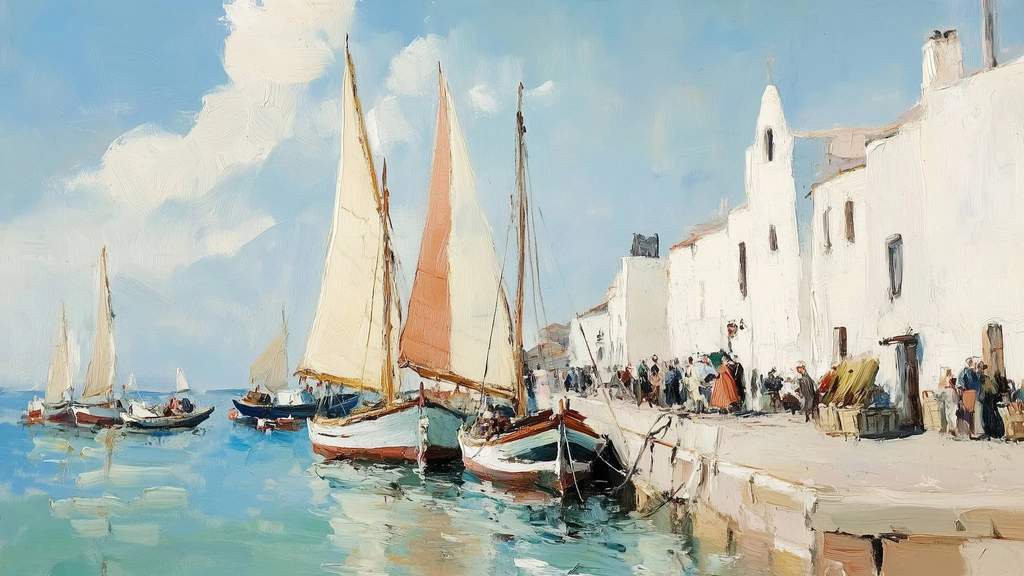 Greek Sailboats Frame TV Art TV-26049