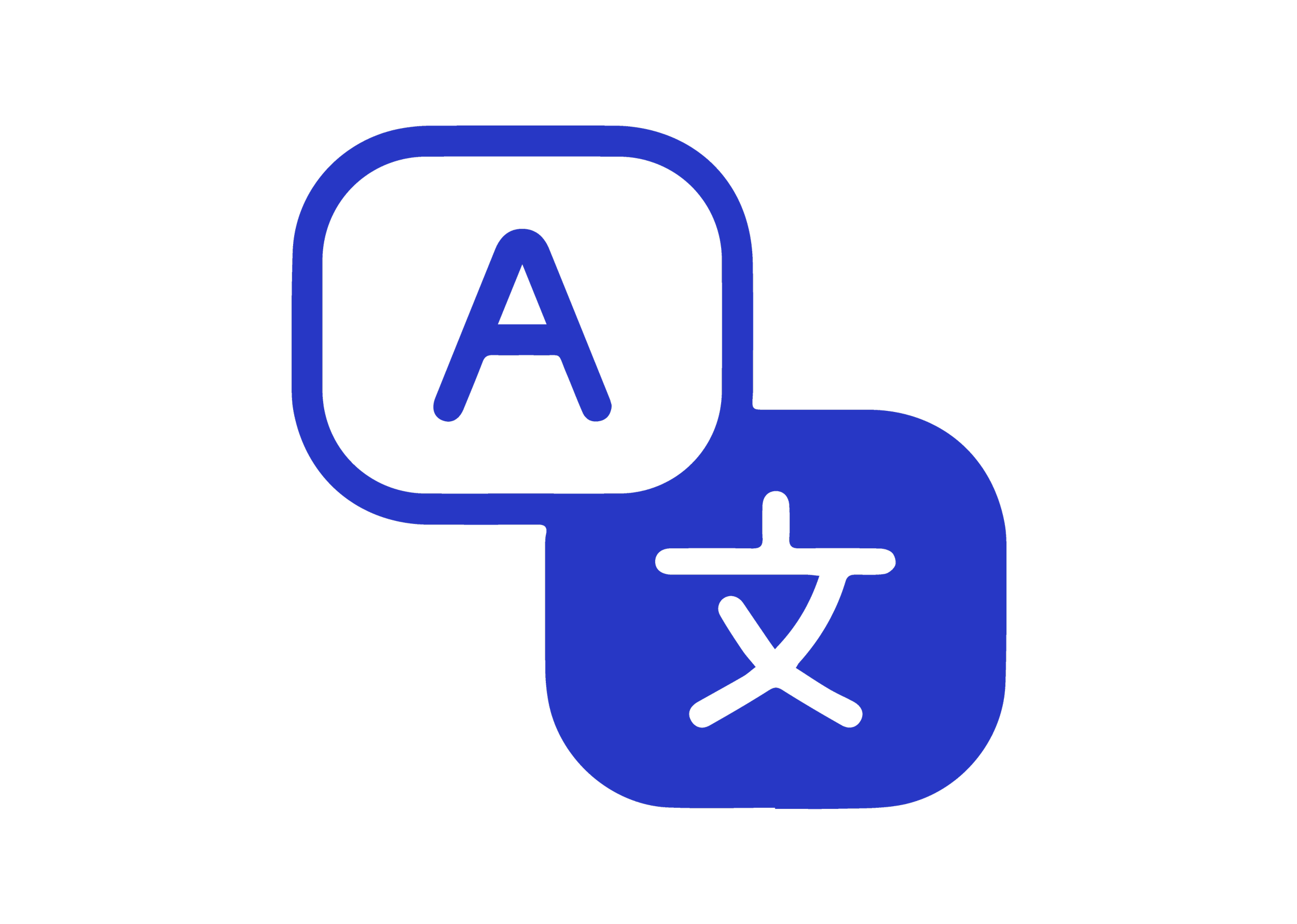 Icono de traducción con letras A en un cuadro y símbolo de traducción en el otro.