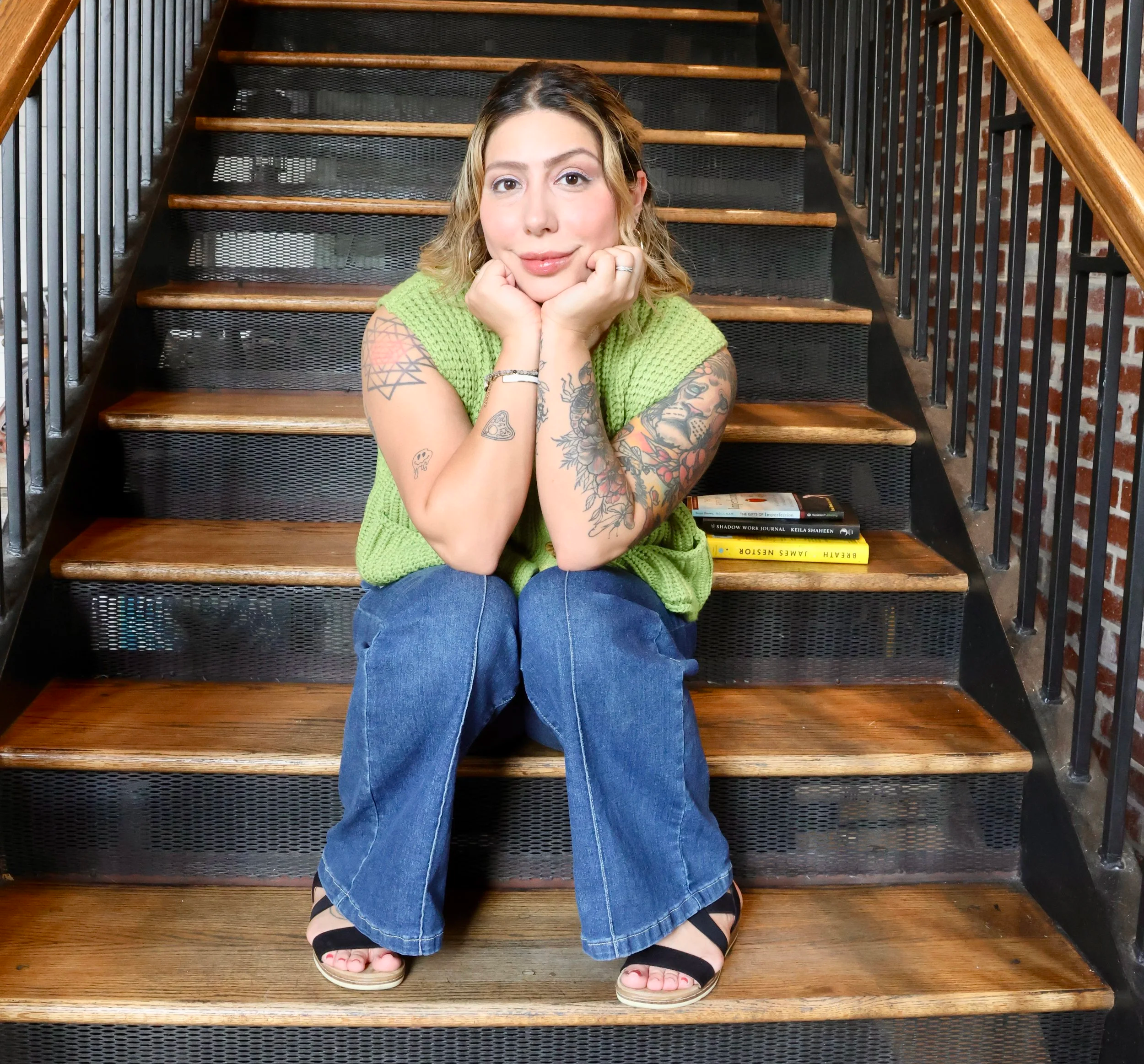 Mother learning to reparent herself through guided therapy support.