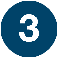 Number 3 inside a dark blue circle