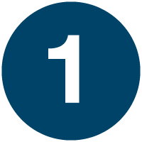 Number 1 inside a dark blue circle