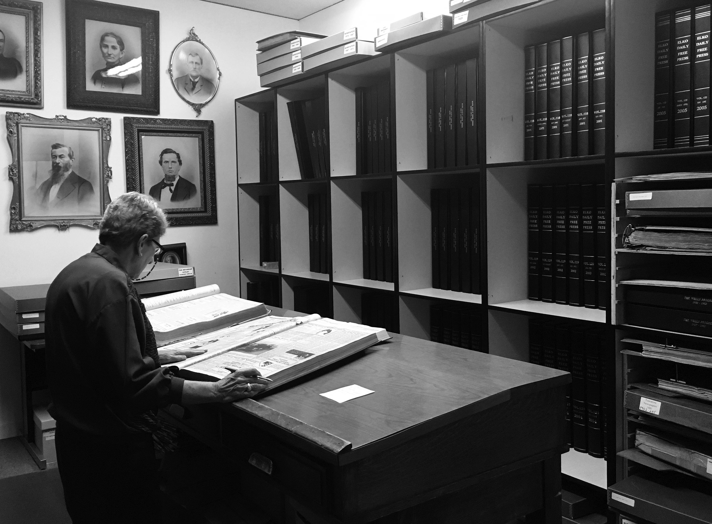 Newspaper archives room at Northeastern Nevada Museum