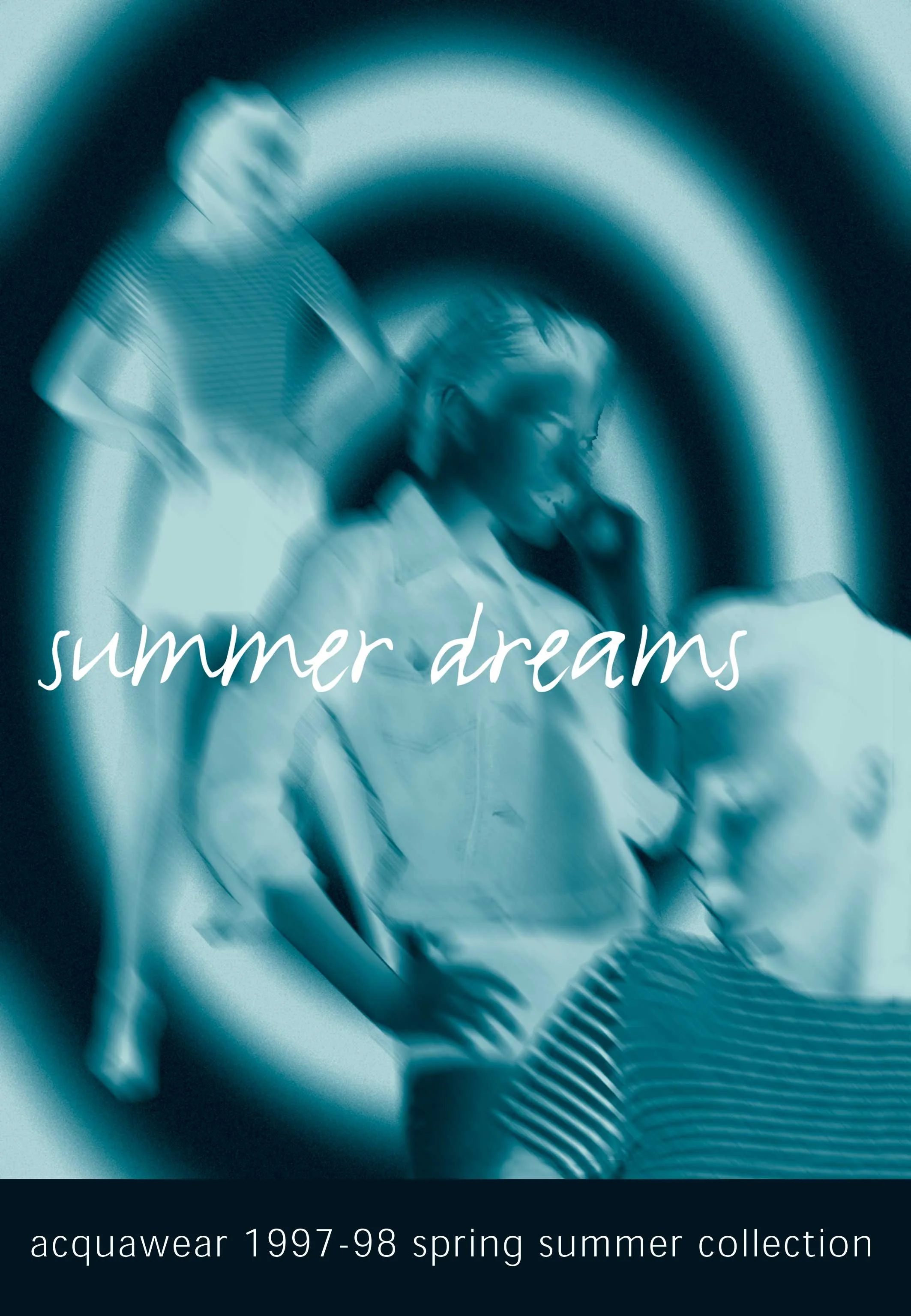 'Acquawear 1997-98 Spring summer collection' promotional store front window banner, Rio de Janeiro, Brazil.