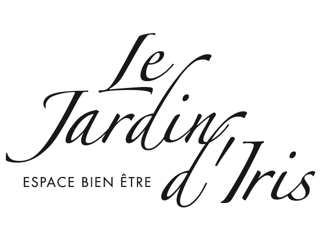 'Le Jardin d'Iris, espace bien être' logo in elegant script, France.