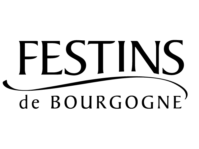 Logo with the text 'FESTINS de BOURGOGNE' in black, with a curved line beneath 'FESTINS'.
