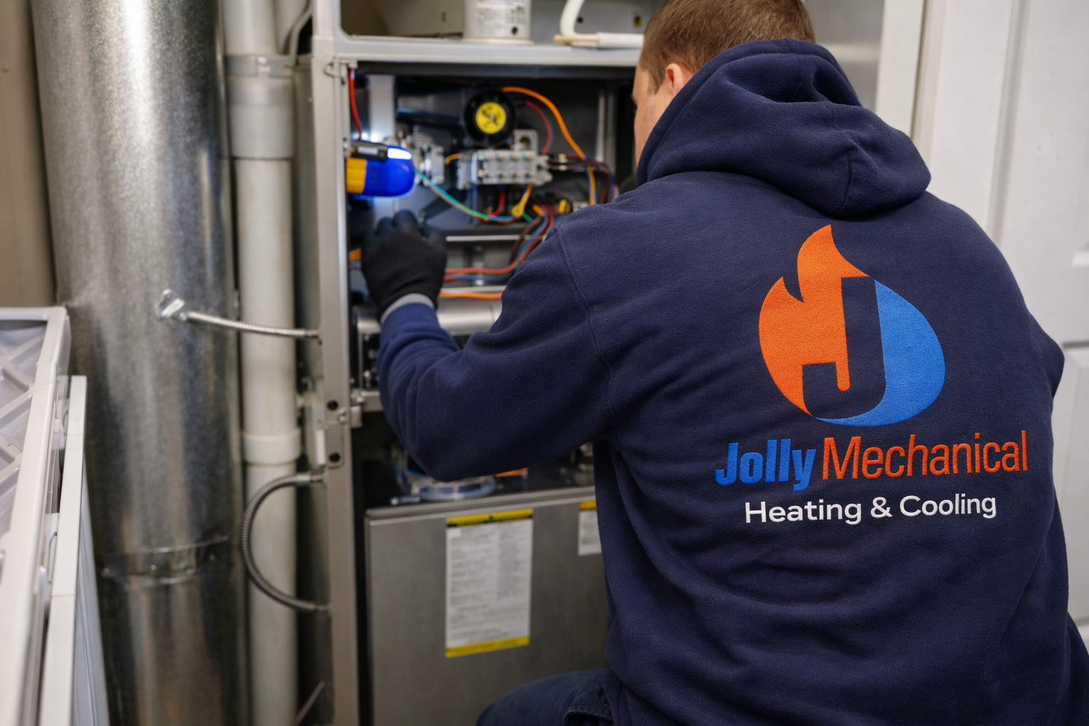 Industrial room with many silver pipes, valves, and machinery for processing or HVAC system, with some blue and green components, windows on right side