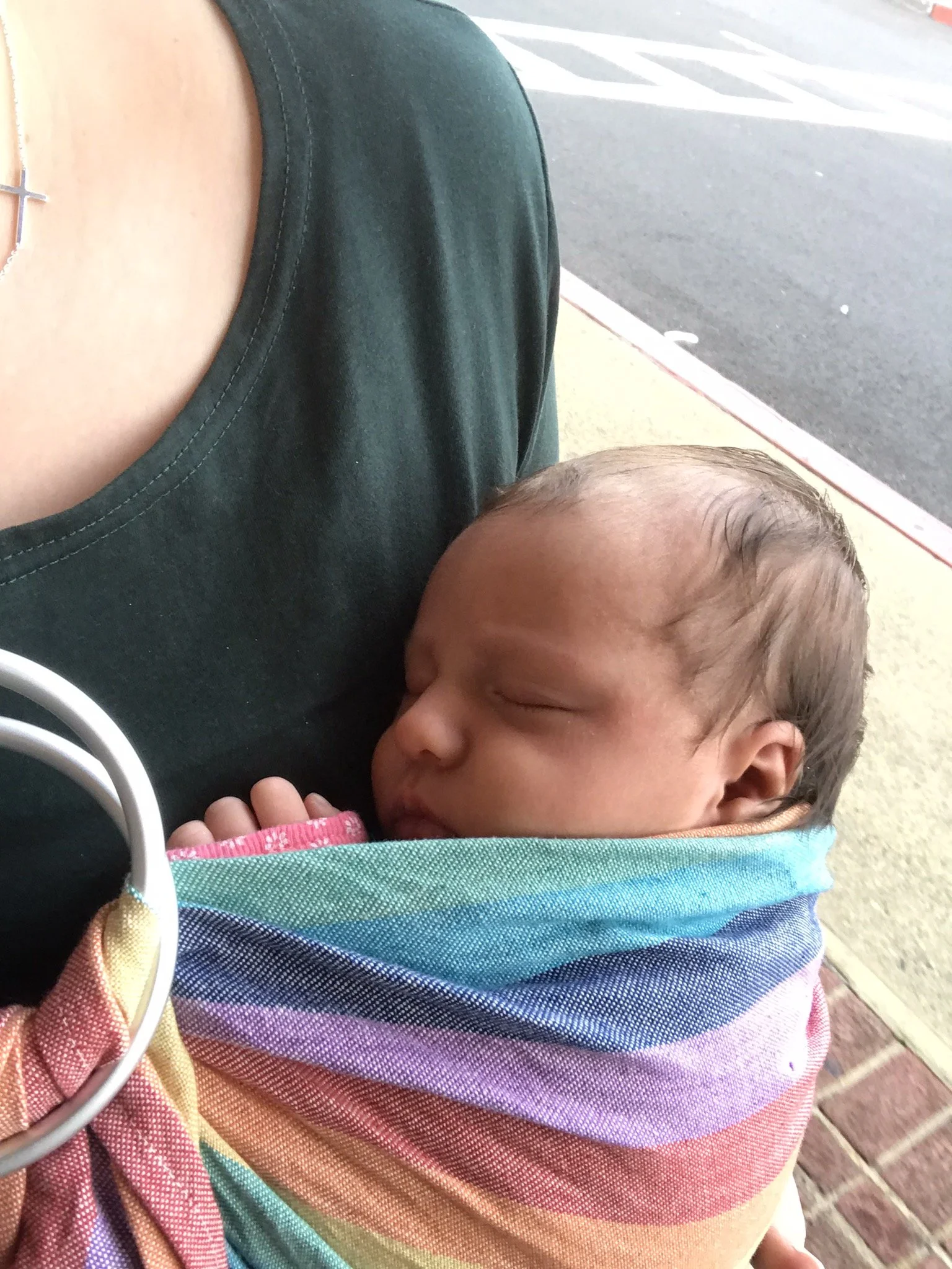 Babywearing my second daughter as a newborn (2019)
