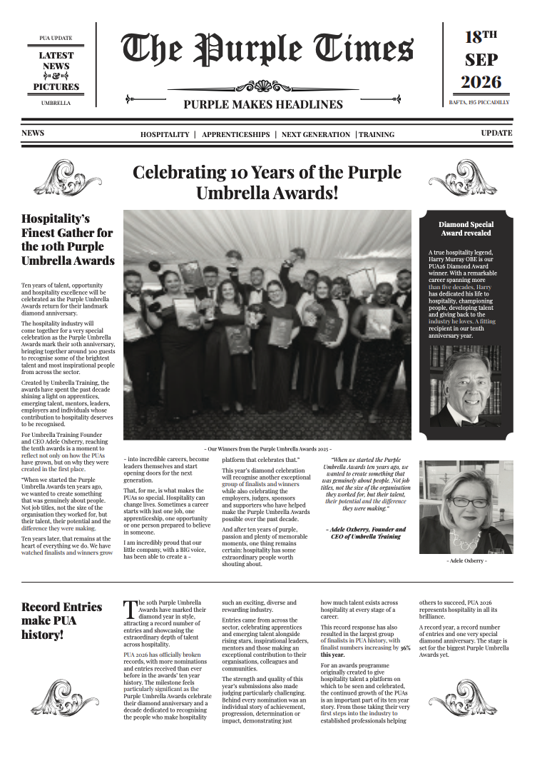 Read all about it! Celebrating 10 Years of the Purple Umbrella Awards…