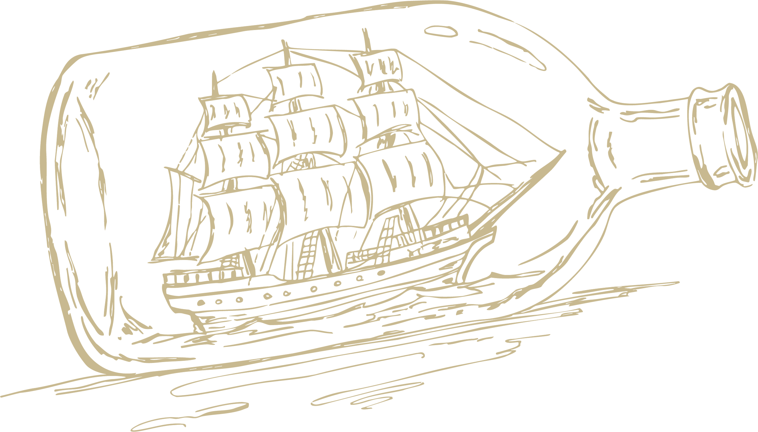 Hand-drawn ship in a bottle illustration representing careful navigation and strategic legal guidance