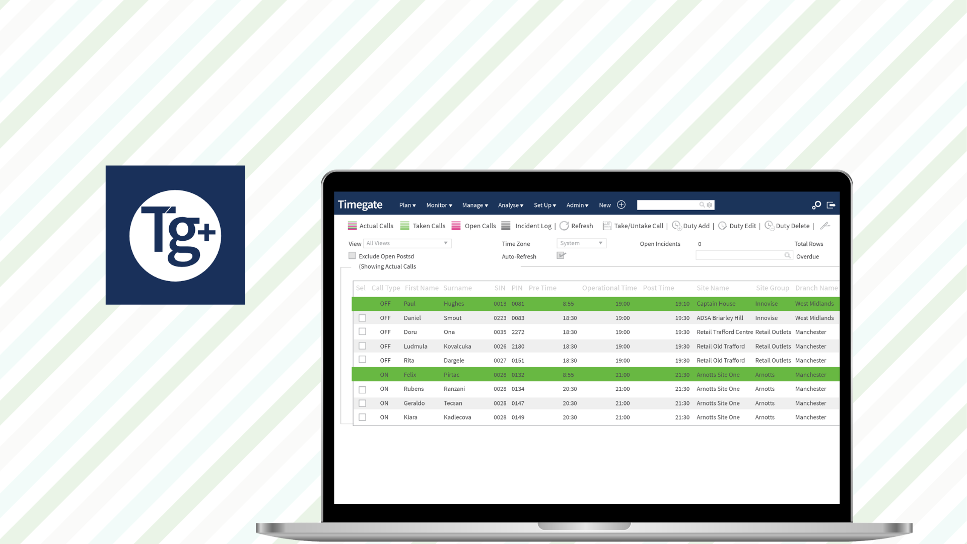 Cleaning staff clocking in using Timegate workforce management system