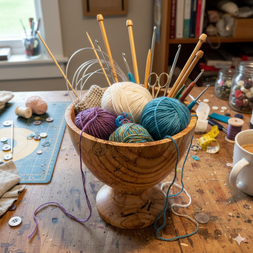 oak pedestal with yarn.jpg