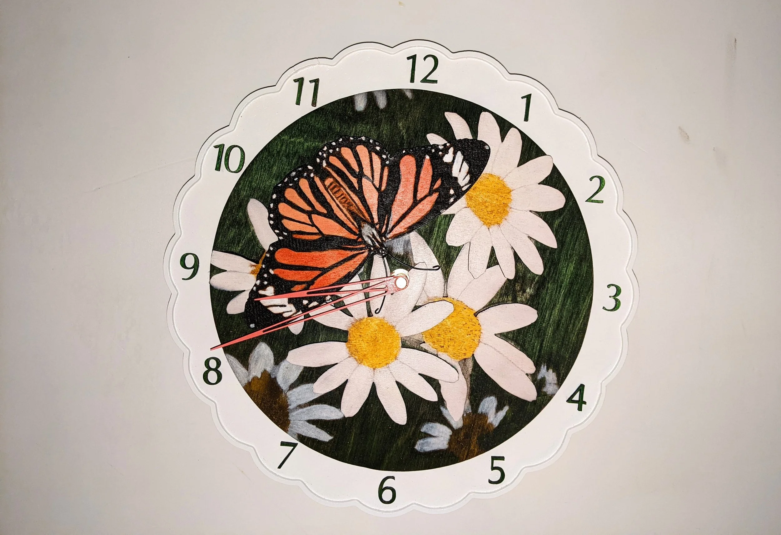 Butterfly and Daisies clock