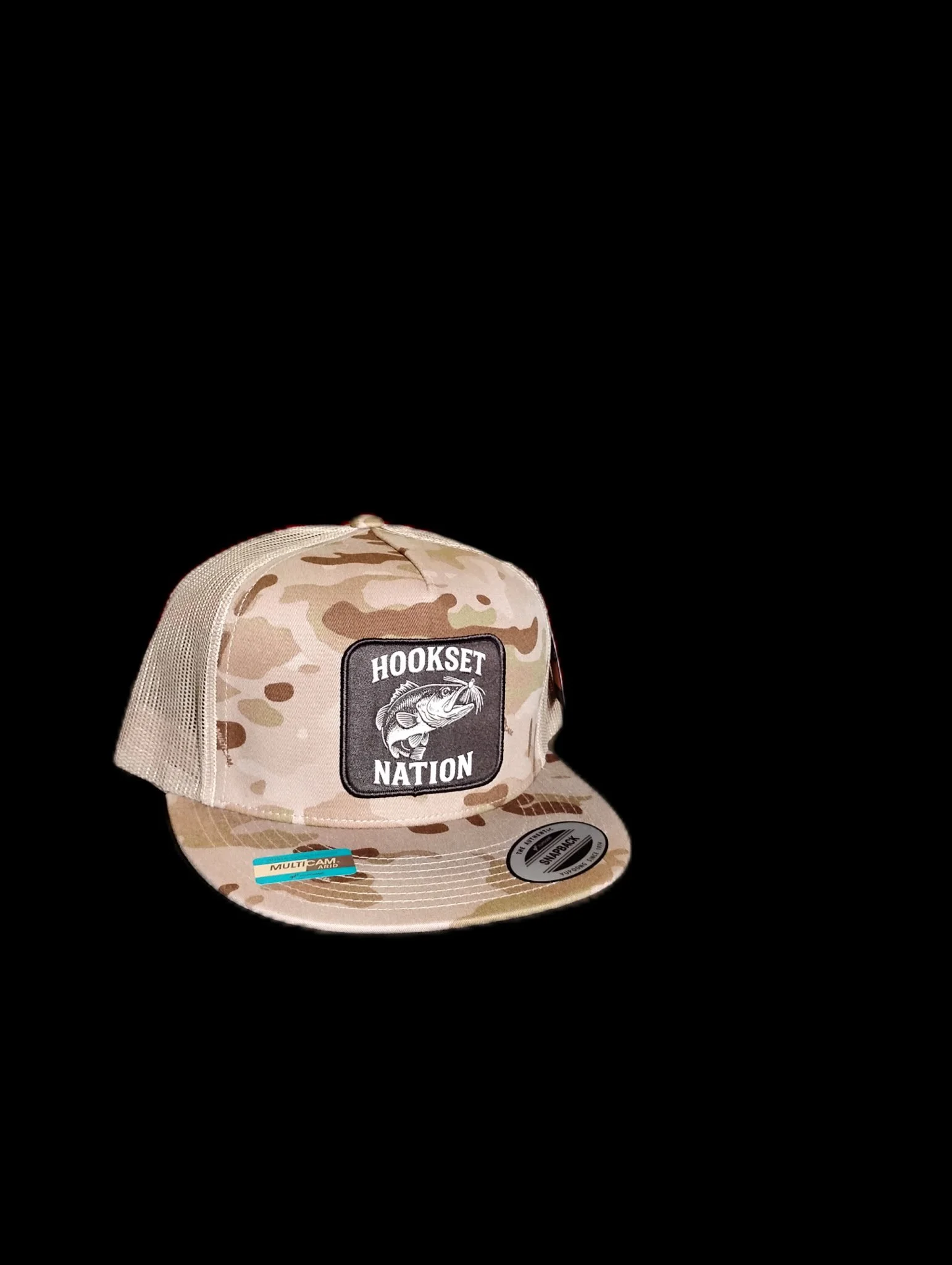 Camo Hookset Nation Hat Flat Bill