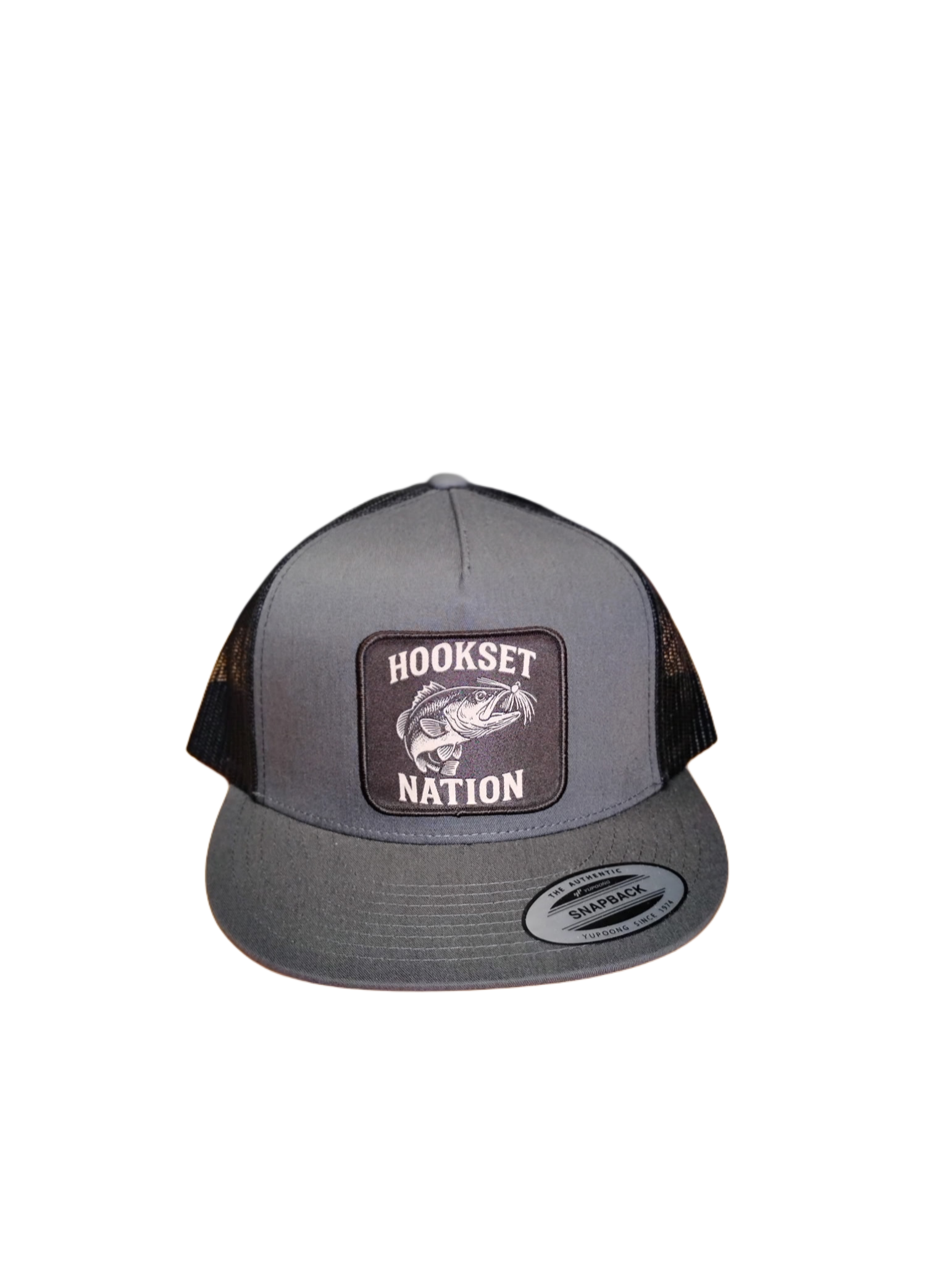 Black/Grey Hookset Nation Hat Flat Bill