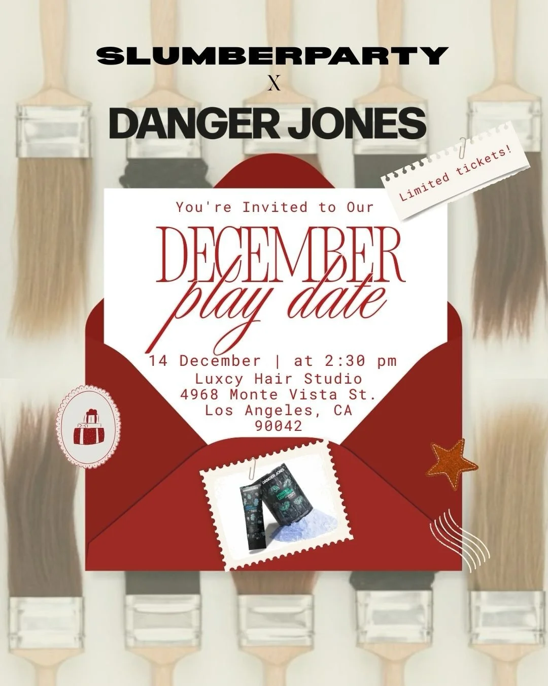 December Play Date Announcement 📣 ✨ we&rsquo;re SO EXCITED for a play date focused entirely on color, and we couldn&rsquo;t be more thrilled to be partnering with our favorite color line @dangerjonesbalayage ❣️ if you haven&rsquo;t gotten a chance t