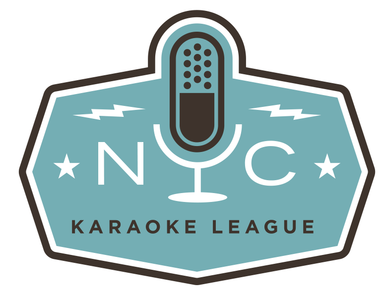 Logo of the NYC Karaoke League featuring a microphone, the letters 'N' and 'C', and the text 'Karaoke League'.