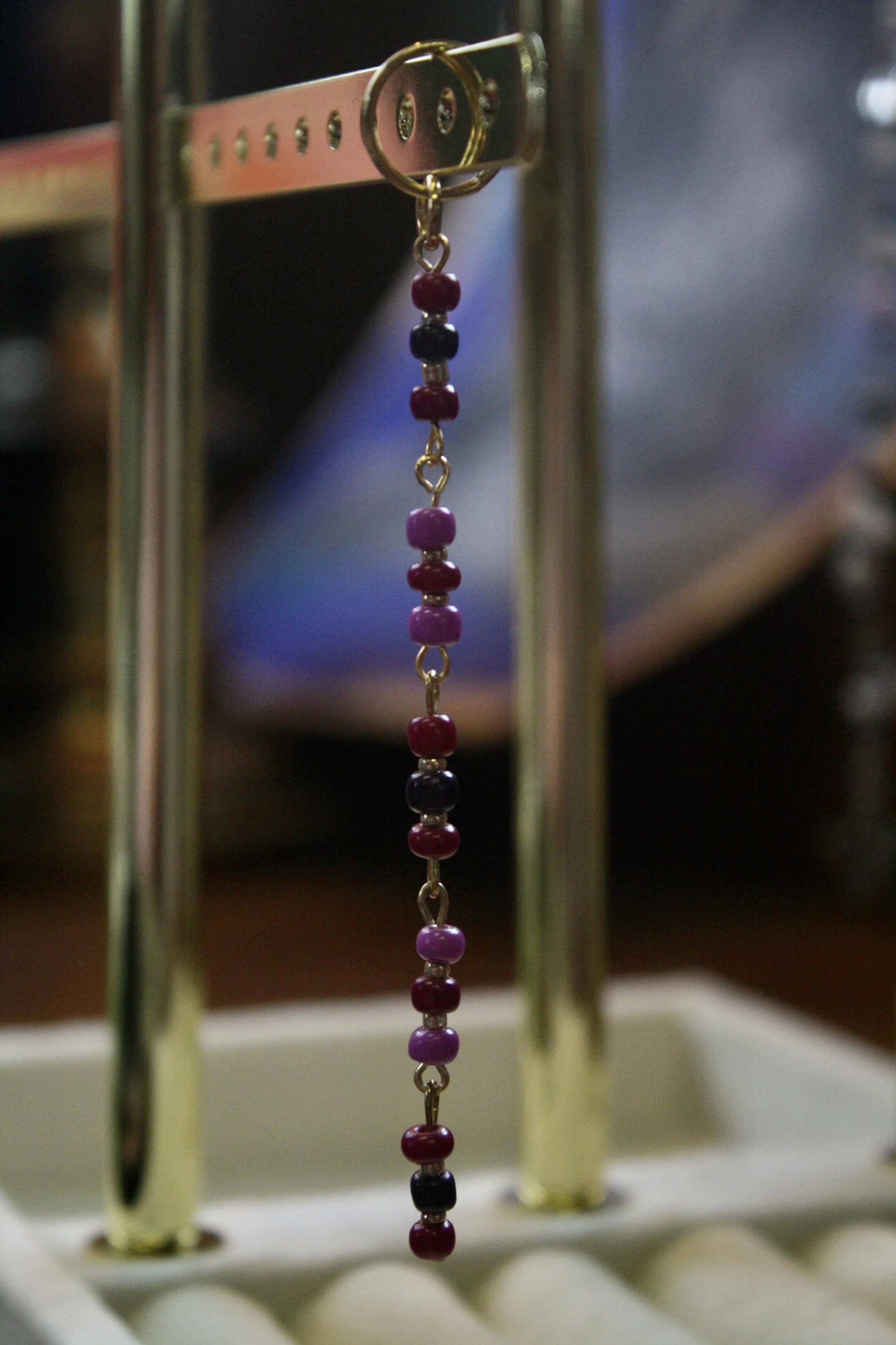 Beaded Magenta Keychain