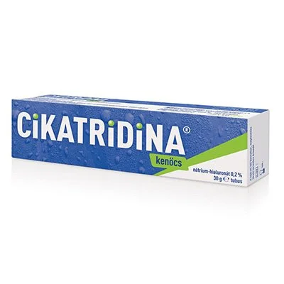 Cikatridina A CIKATRIDINA kenőcs fő hidratáló, hámosító és puhító összetevői, a nagy molekulatömegű hialuronsav, az édesmandula-olaj és a szilikonolaj révén számos hámsérülés kiegészítő kezelésére alkalmas: