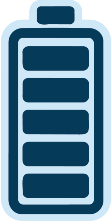 Battery icon with multiple segments indicating a full charge