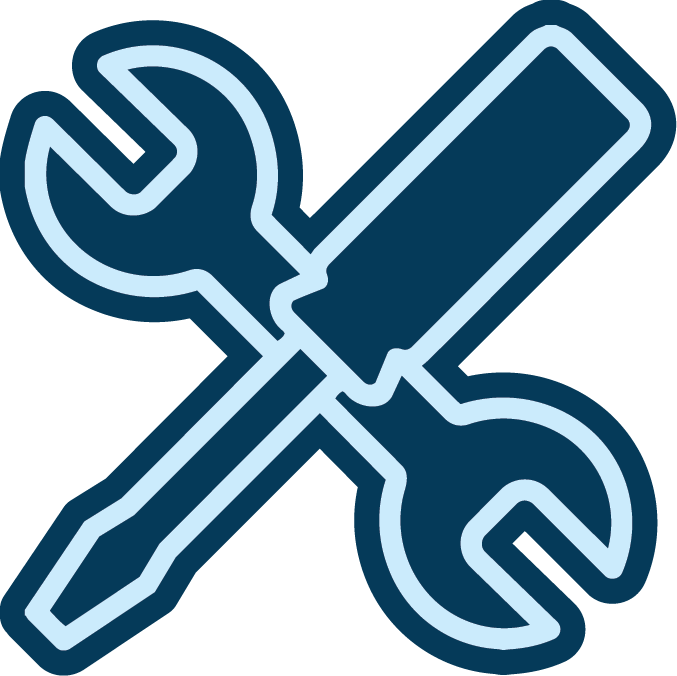Icon of a wrench crossed with a screwdriver, representing tools or repairs.