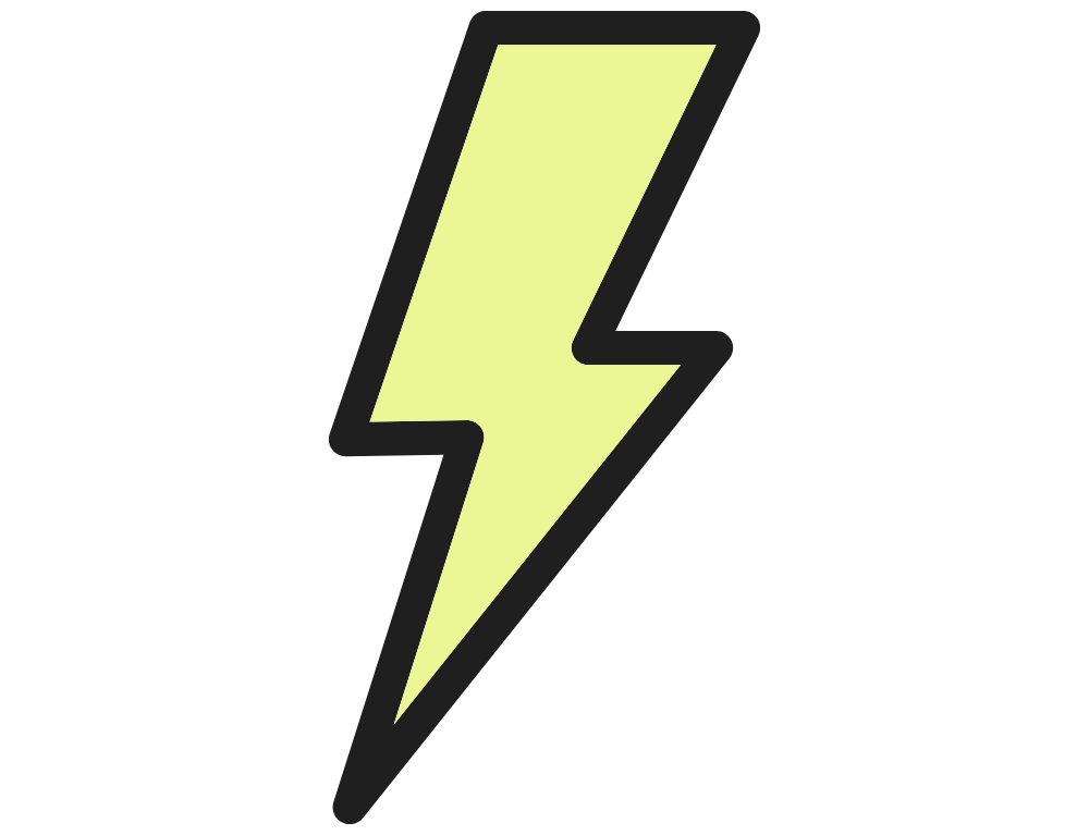 A light green lightning bolt symbol with black outline on a black background.