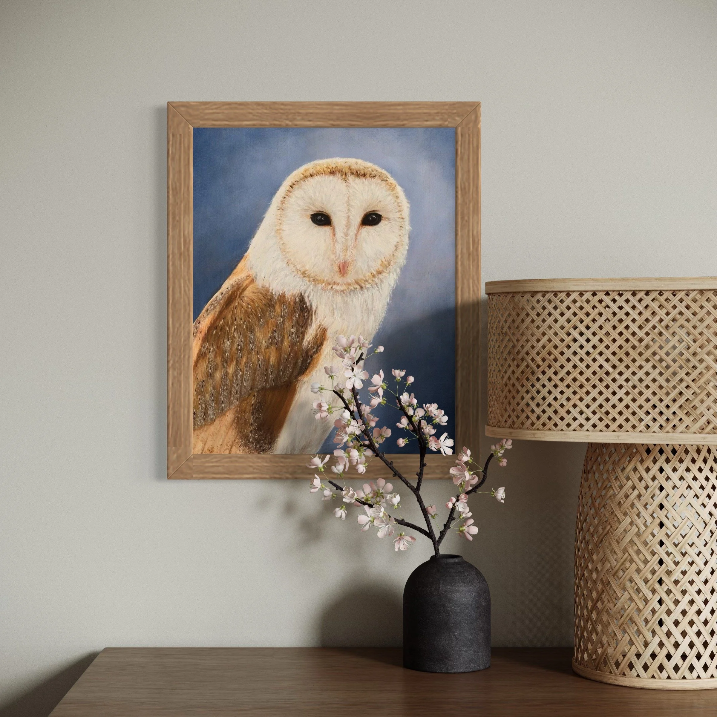 Oil painting "Guardian Of The Night" by Marina Sosnovskaya in interior.