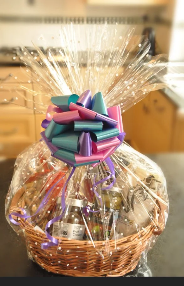 Gourmet gift basket filled with food items