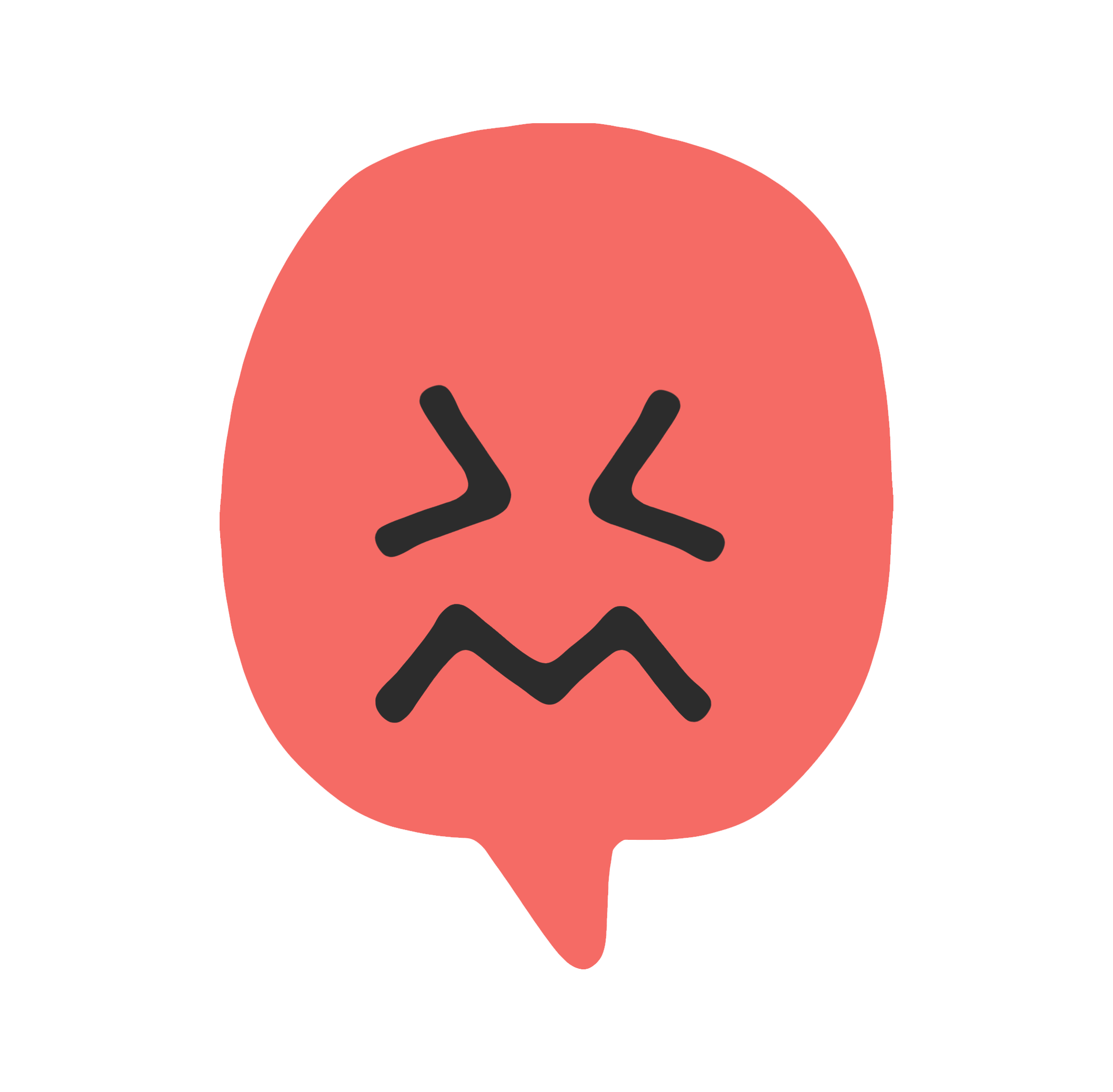 Red angry face emoji with scrunched eyes and a zigzag mouth