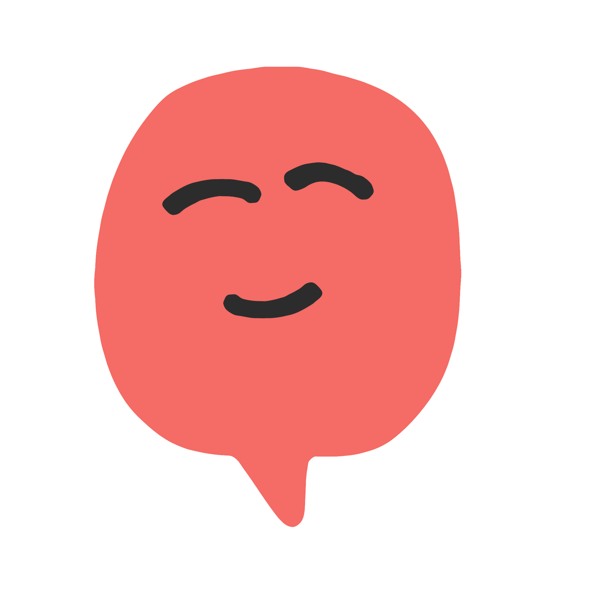 A smiling blush pink speech bubble emoji with closed eyes and a gentle smile.