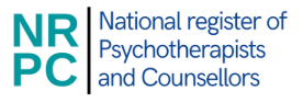 Logo for the National Register of Psychotherapists and Counsellors with initials NRPC on a white background.