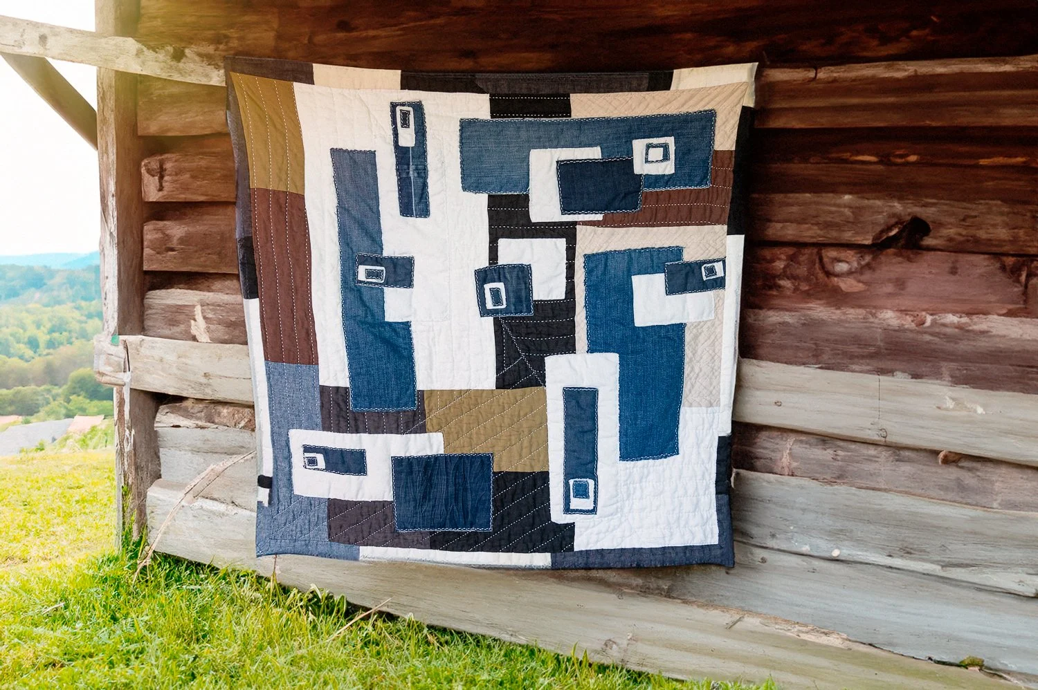 Clothing Quilt 1: 100% garment fabric from the Eileen Fisher program. 