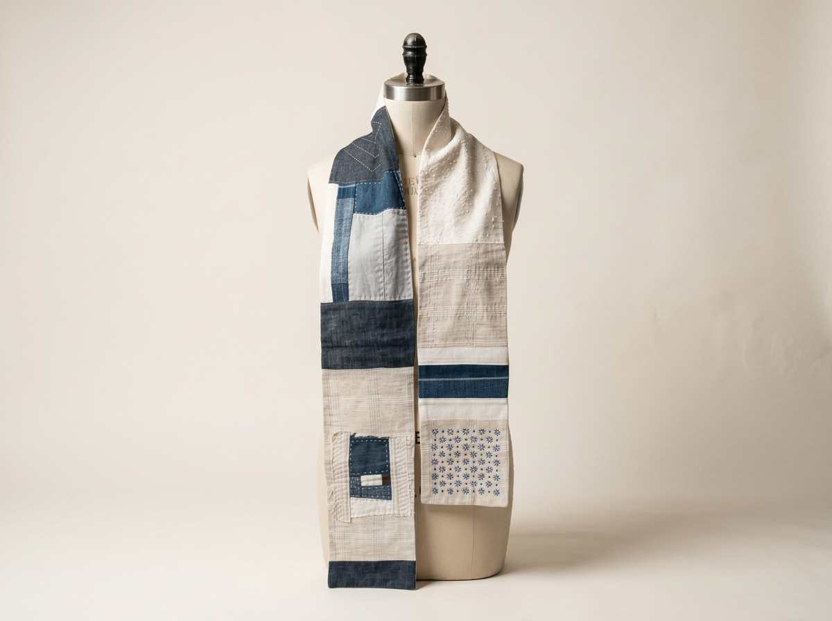 Kasaneru — Salvaged | Sashiko Scarf