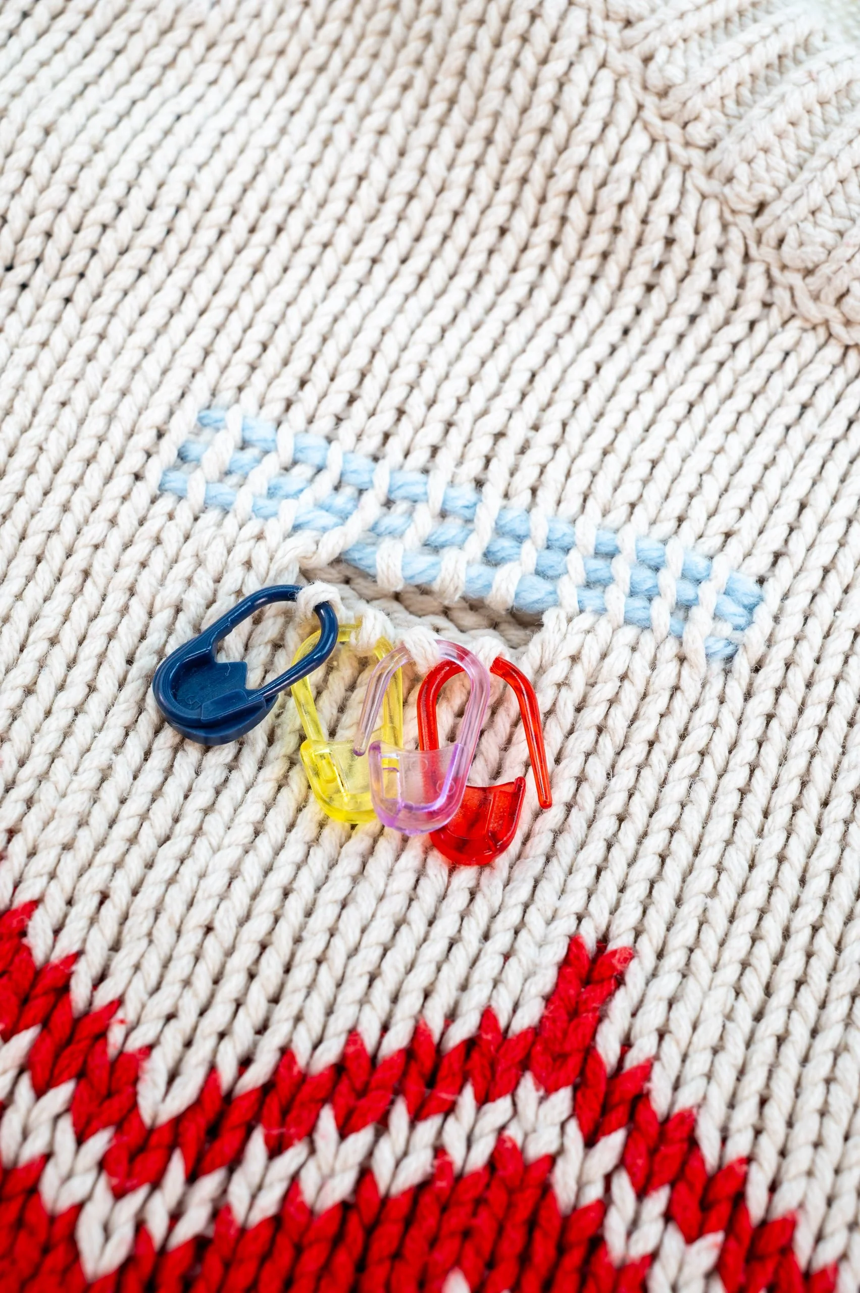 stitch holders for a knit patch