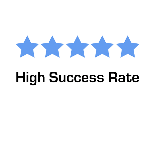 Five blue stars aligned horizontally on a black background.
