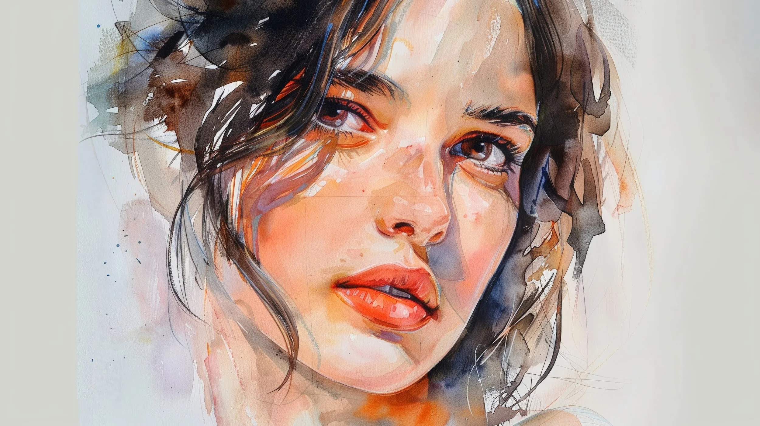 watercolor painting of a woman's face