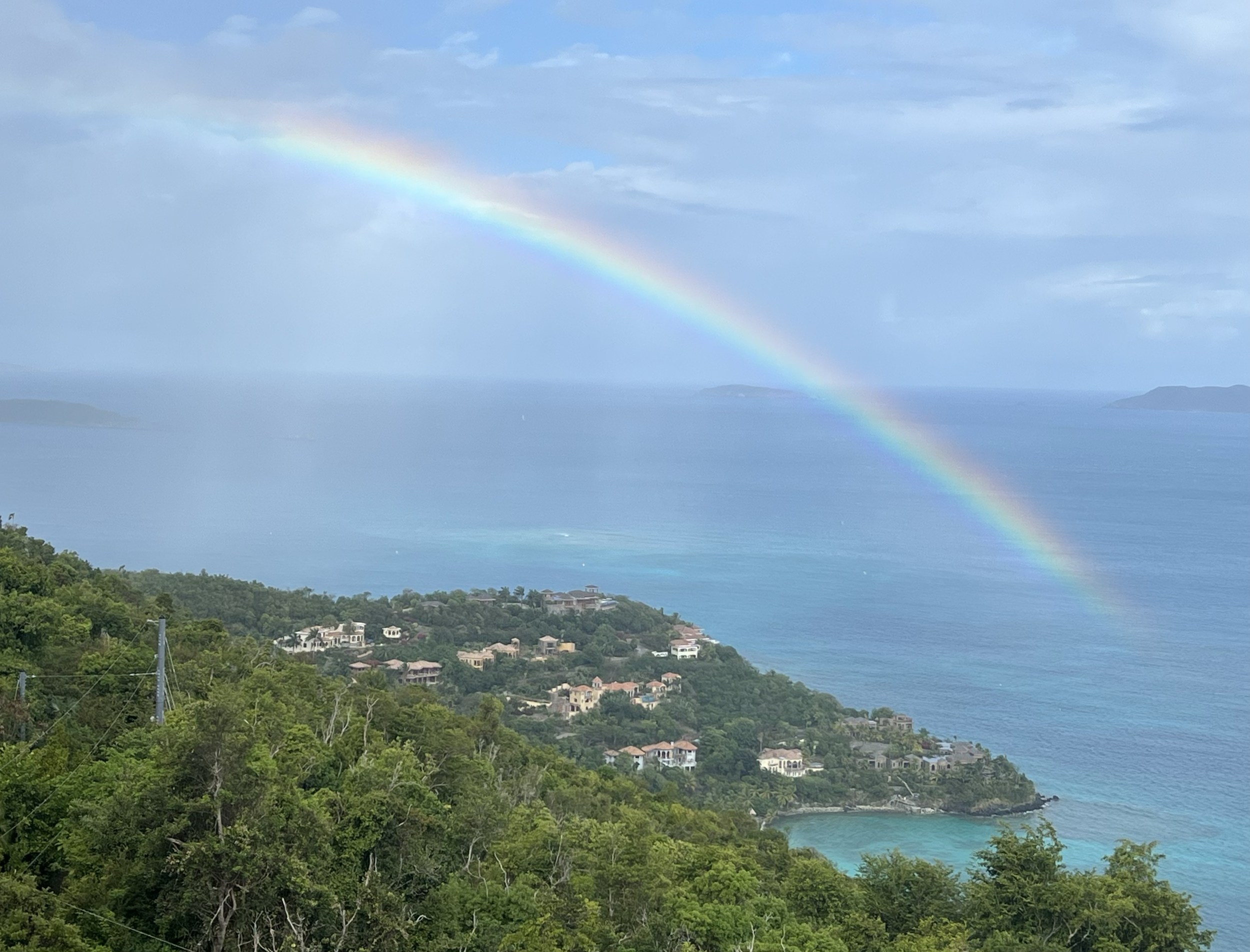 Rainbow over Trunk Bay to the west