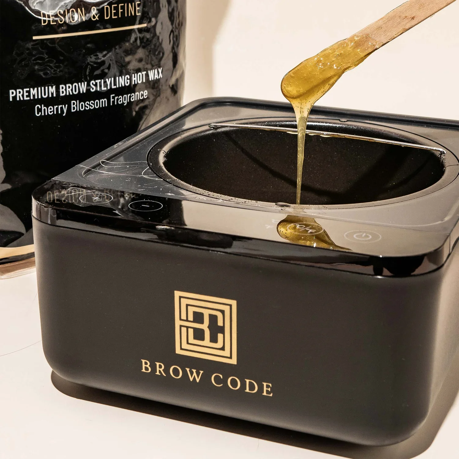 Brow code wax unit used at Solace Aesthetics for precise and professional eyebrow and facial waxing treatments in Warkworth