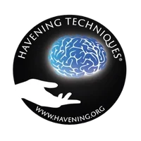 Havening Techniques badge with a white hand under a blue brain.
