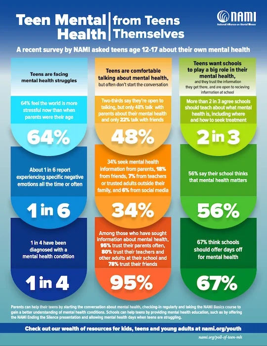 Teen mental health statistics sheet.