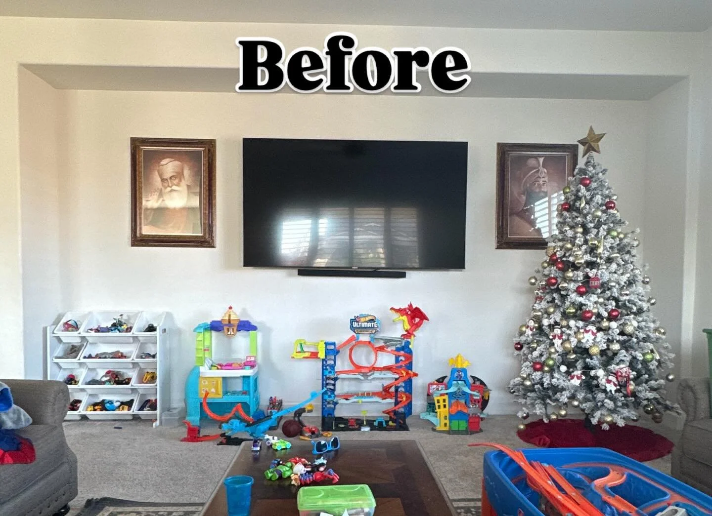 This customer had a vision for her entertainment wall, and we brought it to life! 

Denver Door Style
Painted Linen Color
Shelves &amp; Mantle Maple Rye

#entertainmentwall #cabinets #shakerstylecabinets #paintedcabinets #bohocabinetco